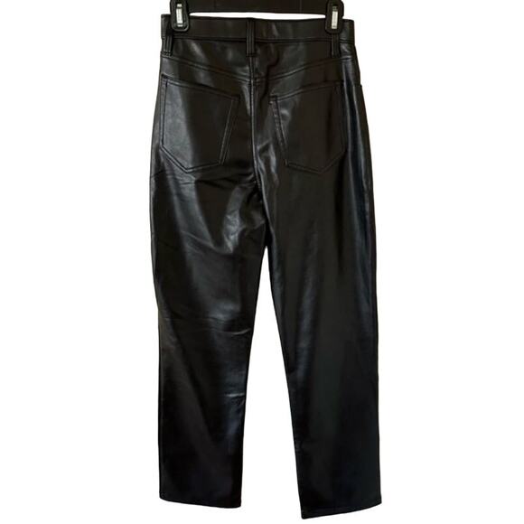 Abercrombie & Fitch Black Vegan Leather 90s Straight Ultra High Rise Pants 28/6 - Picture 5 of 13